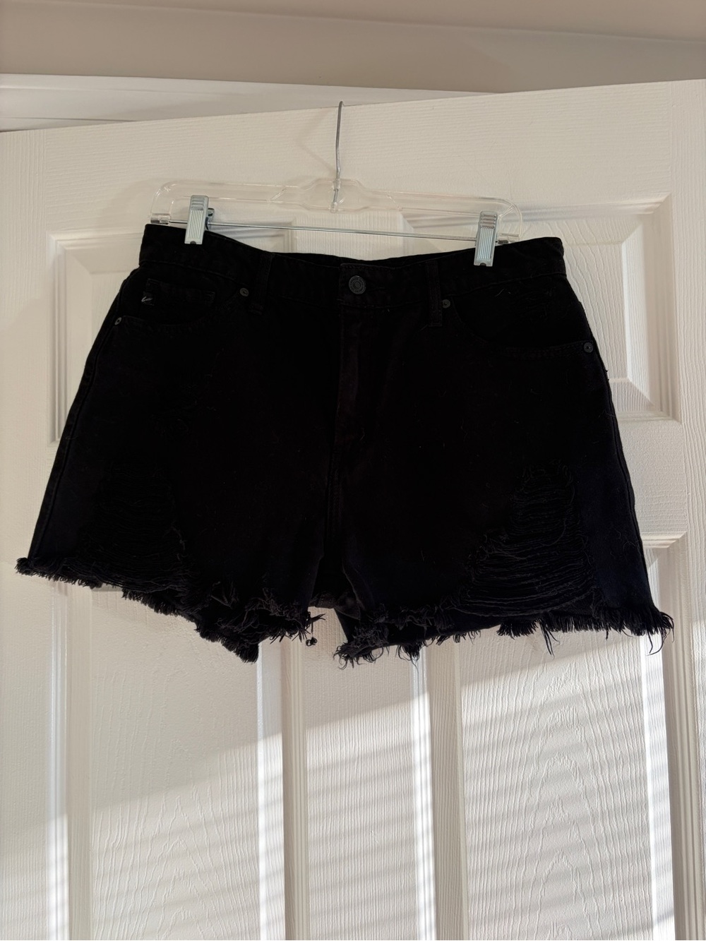 KanCan Black Distressed Frayed Hem Denim Shorts